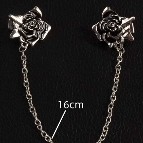 Vintage Inspired Rose Collar Pin/ Sweater Pin/ Brooch, Silver Tone, Engr… - Picture 4 of 4